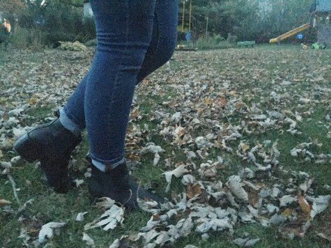 Emily Tomkinson models Chelsea boots, a perfect accessory to cuffed jeans.