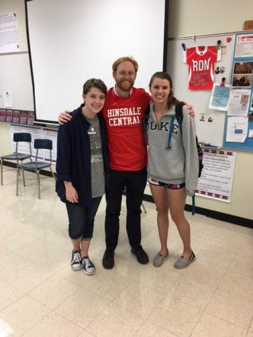 Mr. Christopher Wilbur poses with seniors Sam Tarvin and Jill Schlais after being invited to the LT meet on Sept. 25