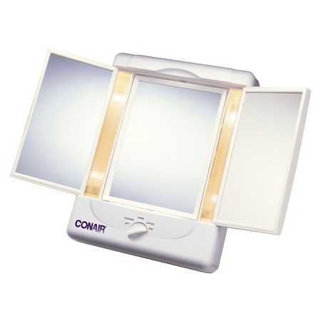 A mirror with different light settings allows you to quickly correct mistakes and see clearer.